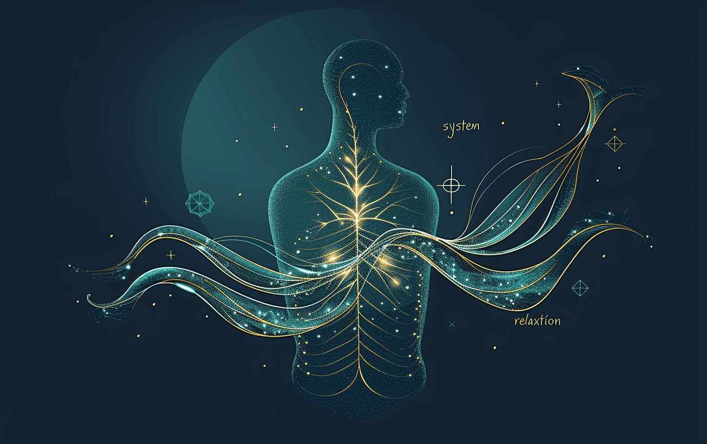 Soft moonlight orb with breath waves and sacred geometry representing nervous system relaxation